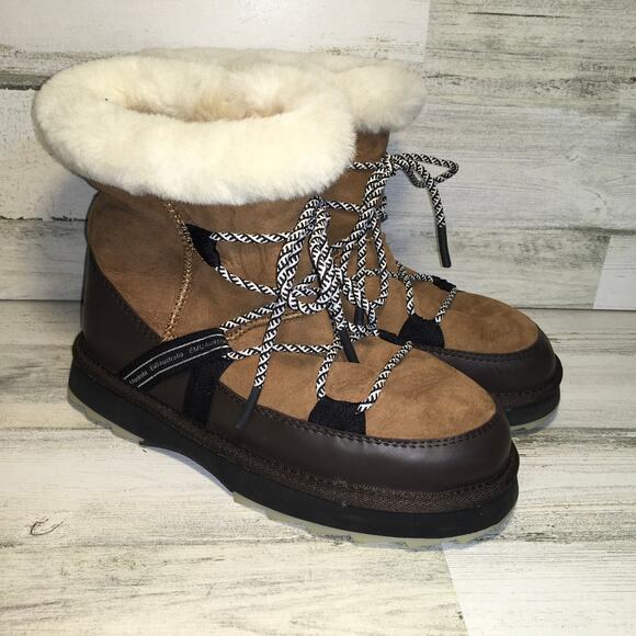 Emu Australia Blurred Sheepskin Boot Womens 10 Chestnut Brown Fuzzy Furry Warm - Picture 3 of 11